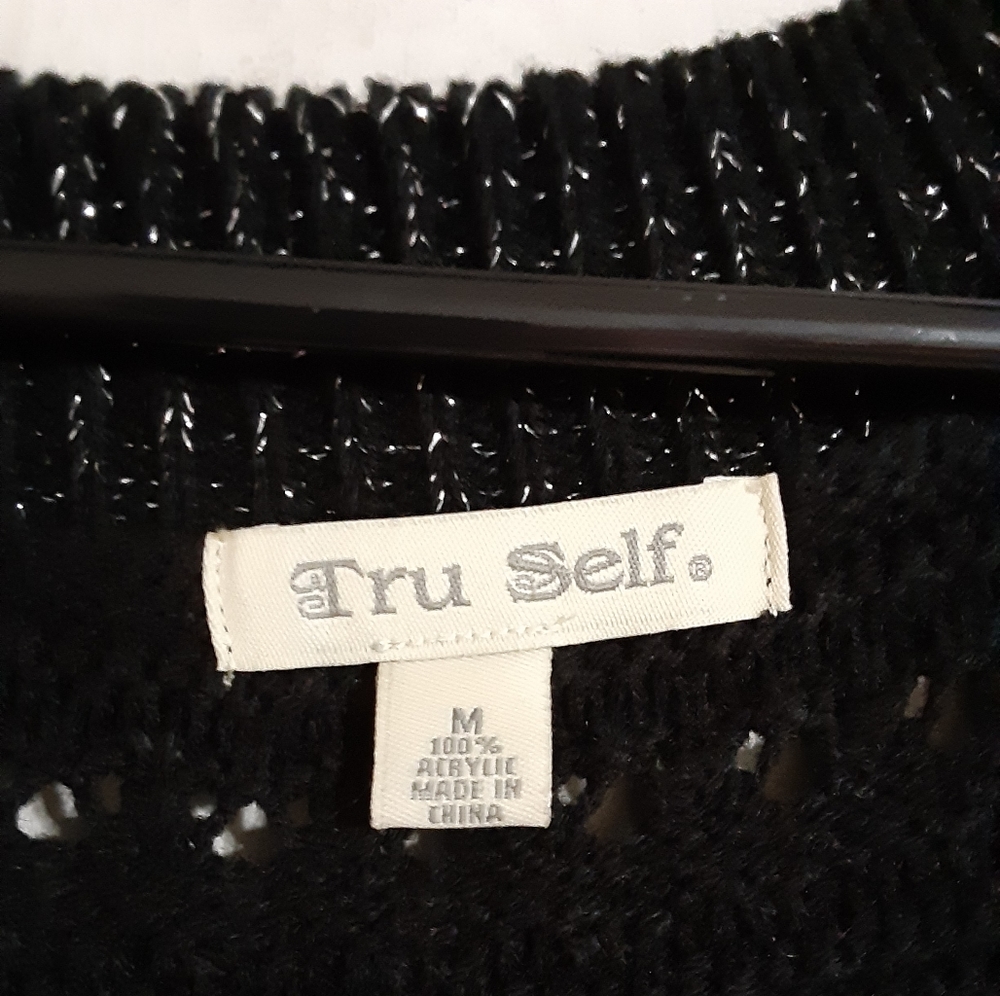 SZ M TRU SELF SPARKLY TIE-FRONT CARDIGAN - Picture 3 of 6